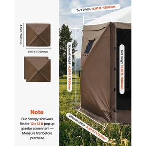 Pareti Laterali per Gazebo 5.67 x 4.85 ft con Finestra su un Lato, Impermeabili, Protezione Solare, Accessori per Tende - Product Image 2