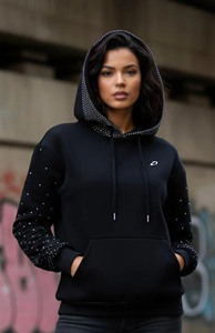 Sudadera con Capucha Unisex de Algodón y Felpa con Detalle Minimalista de Pedrería, Estilo Oversize, Ropa Urbana, Suministro Directo de Fábrica al por Mayor - Product Image 4