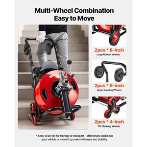 Macchina Portatile per la Pulizia degli Scarichi con Spirale a 100 Piedi x 3/4 Pollici, Alimentazione Automatica, Combinazione Multi-Ruota - Product Image 5