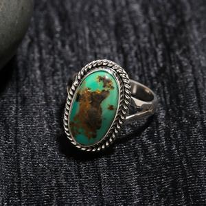 925 Sterling <b>Silver</b> Arizona Turquoise Vintage Oval Shape <b>Statement</b> <b>Ring</b> Natural Gemstone Jewelry Gift Bulk Supplier - Product Image 2