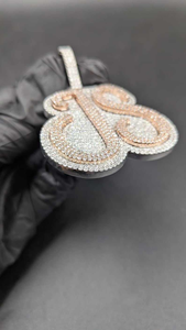 Moissanite <b>Silver</b> <b>Initial</b> Letter B Pendant Hip Hop Iced Out Two Tone Statement <b>Necklace</b> Luxury Bling Jewelry Gift For Men - Product Image 5