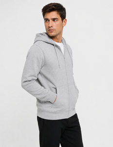 Men's relaxed zip hoodie made with smooth breathable fabric offering flexible comfort and clean street inspired daily wear - Product Image 2