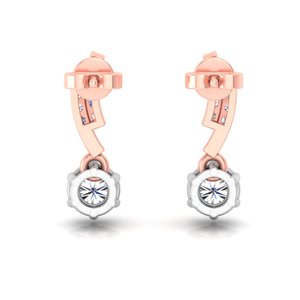 Pendientes Minimalistas de Oro Sólido de 10k, 14k, 18k con Diamantes Cultivados en Laboratorio de Corte Redondo para Regalo, Fiesta y Aniversario - Product Image 4