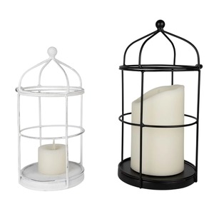 Modern <b>Metal</b> <b>Candle</b> Stand <b>Holder</b> <b>Black</b> and White Steel Frame Decorative Home Lighting Fixture for Indoor Use - Product Image 6