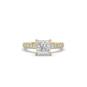 แหวนเพชรทรงปรินเซส 2.93 กะรัต ดีไซน์หรูหราโดดเด่น น้ำหนักเบา ระยิบระยับ ทองคำแท้ 10K 14K เครื่องประดับผู้หญิงคุณภาพสูง - Product Image 1