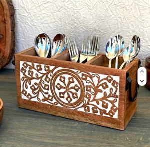 Organizador de Cucharas de Madera de Alta Calidad con 3 Compartimentos, para Guardar Cucharas de Forma Ordenada, en Oferta, Precio de Exportación - Product Image 4