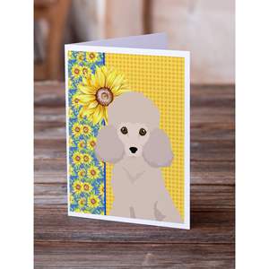 Tournesols d'été Lunatique A7 Taille 5x7 Cartes vierges Cream Caniche Cartes de vœux Pack 8 enveloppes pour notes personnalisées - Product Image 2