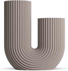 Vase en céramique minimaliste en forme de U, texturé et côtelé, pour décoration de table, design artisanal, favori des clients - Product Image 5