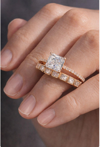 Factory Whole <b>Cheap</b> Price 925 Sterling Silver 5A White Square Zircon <b>Ring</b> Set Gold Plated Engagement Wedding <b>Rings</b> for Women - Product Image 3