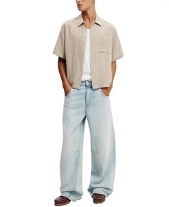 Pantalones Vaqueros Anchos de Corte Holgado para Hombre, Lavado Nieve, Casuales, de Mezclilla Sólida, Unisex, con Logotipo Personalizado en la Parte Delantera - Product Image 1