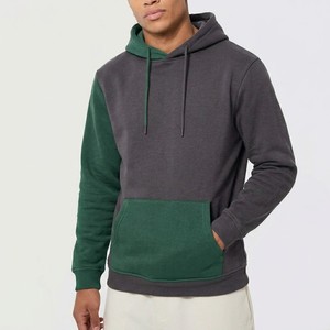Sweat à capuche moderne bicolore en polaire, personnalisable avec contraste de couleurs, style décontracté streetwear - Product Image 1