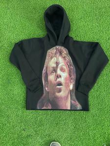 Sweat-shirt à capuche unisexe noir surdimensionné avec impression frontale par sublimation, style décontracté en polyester tricoté, collection automne, prix de gros - Product Image 5