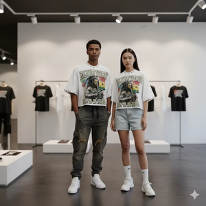 T-shirt en coton pour homme style streetwear, personnalisable DTG, coupe oversize, col rond, manches classiques, vente en gros - Product Image 4