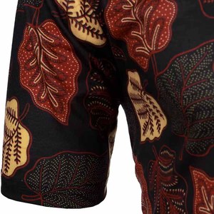 Chemise à manches courtes pour homme avec imprimé feuilles, coupe ajustée, vêtement décontracté, impression numérique, tissu tissé en polyester - Product Image 4