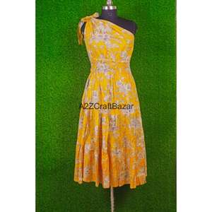 Vestido Midi Ajustado sin Mangas con Estampado Floral y Hombros Descubiertos, Hecho a Mano, 100% Algodón, Cómodo para Mujer, Ideal para Fiestas, Playa y Bodas - Product Image 2