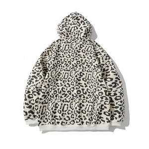 Women <b>Leopard</b> <b>Print</b> Hooded Zipper <b>Sweatshirt</b> Casual Knitted Polyester Autumn Wear - Product Image 3