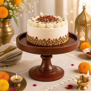 Handmade Eco-Friendly Wooden Round <b>Cake</b> <b>Stand</b> Display Pedestal Natural Brown Color Dessert Server for Weddings Parties Home Use - Product Image 4