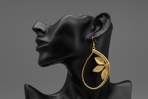 ต่างหูรูปใบไม้ทำมือจากสแตนเลส ดีไซน์พฤกษศาสตร์ออร์แกนิก ชุบทอง 18K ป้องกันการหมองคล้ำ สไตล์โบฮีเมียนมินิมอล - Product Image 3