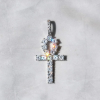 Pendentif Clé de Glace en Moissanite Argentée, Collier Statement Hip Hop Tonalité Blanche, Bijou de Mode de Luxe, Accessoire Charme, Collier Clé