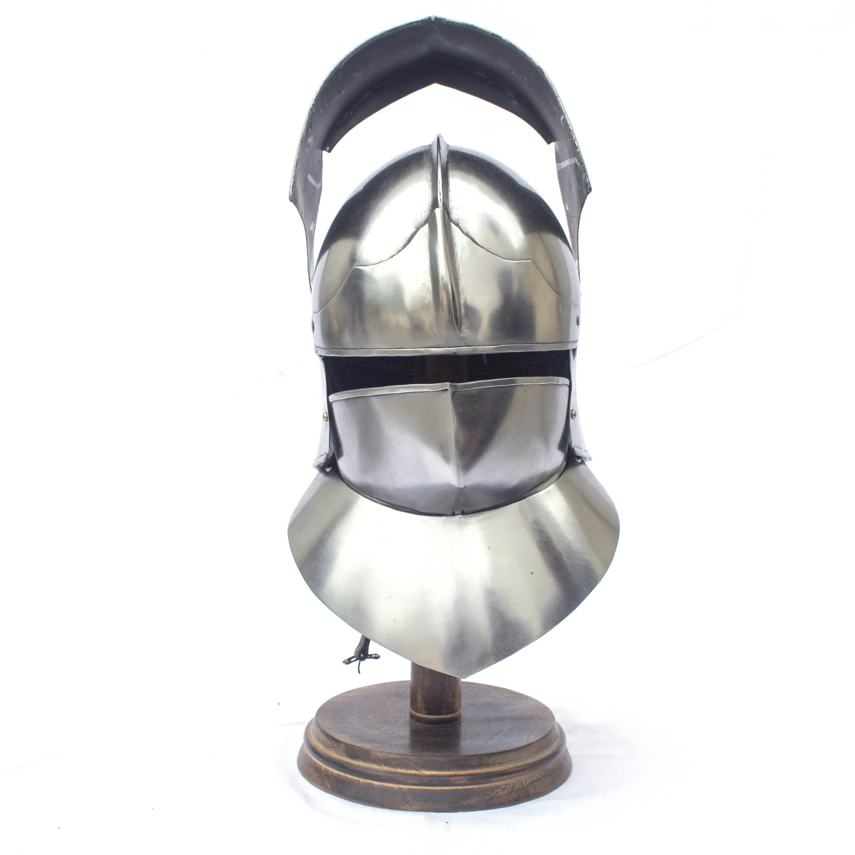 Stahl mittelalter kriegs-gotischer Sallet-Helm mit Rillen und Lederschutzkopf Kissen im Inneren