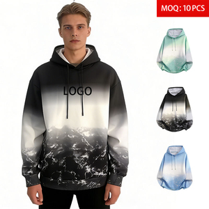 Sudadera con Capucha Extra Grande para Hombre, Diseño Degradado con Nubes, Sin Forro, Informal, con Cordón Ajustable, Nailon/Algodón - Product Image 2