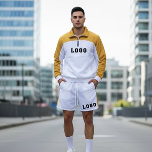 Custom logo <b>Men</b> Nylon Windbreaker <b>Jacket</b> and Shorts Tracksuit Set 3/4 Zip up Nylon Two Piece Windbreaker Short Set for <b>Men</b> - Product Image 4