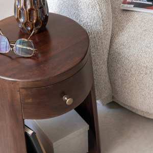 Mesa auxiliar redonda Vandana Lyra Vesta de madera de mango - Product Image 5