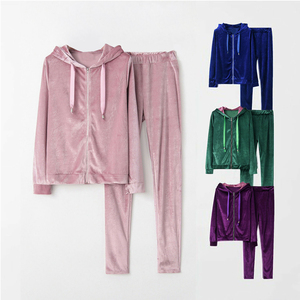 <b>Tracksuit</b> Custom Eco-Friendly Casual Solid Summer <b>Velour</b> Sweat Suits Rhinestone 2Piece <b>Women</b> Velvet Jogging Track Suit Flared - Product Image 4