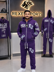 Ensemble de survêtement pour homme personnalisé, sweat à capuche zippé et pantalon de jogging, streetwear tendance, ensemble deux pièces imprimé graphique - Product Image 1