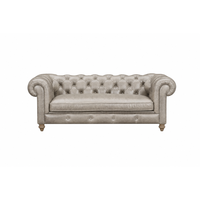 Canapé Chesterfield en cuir véritable trois places, dossier capitonné, accoudoirs roulés, style traditionnel, canapé de salon, canapé en cuir