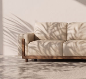 Modern Three Seat Leather <b>Sofa</b> With <b>Wood</b> <b>Frame</b> And Square Arms For Living Room - Product Image 6