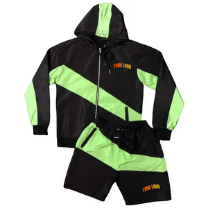 Conjunto de Sudadera con Capucha y Pantalones Cortos de Nylon Personalizado, Cortavientos con Cierre, Conjunto Corto de Alta Calidad - Product Image 1