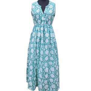 Bloque de mano Vestido estampado Bloque de impresión Túnicas indias Vestido largo de mano Vestido de algodón indio Vestido estampado - Product Image 1