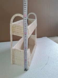 Estante de Almacenamiento de 2 Niveles de Jacinto de Agua Natural Tejido a Mano con Asas, Organizador Decorativo de Mimbre para Almacenamiento y Organización - Product Image 6