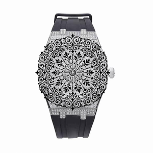 AMBER JEWELS Luxury Unisex Quartz Watch Case Gold Hollow Dial Sapphire <b>Crystal</b> 46mm Analog Movement Folding Clasp Diver Alarm - Product Image 1