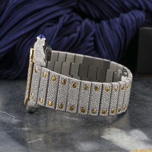 Iced Out Moissanite <b>Skeleton</b> <b>Watch</b> Two Tone Gold Silver Hip Hop Jewellery Luxury Bustdown Mechanical Timepiece - Product Image 2