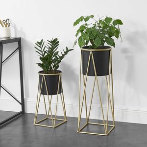 Metal Planter Pot <b>Garden</b> Customized Logo Black Metal Planter Pot with Stand <b>for</b> Indoor Flower Green Plant - Product Image 6