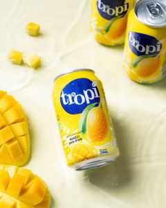Boisson Tropi Juice 330ml en canette aluminium, 100% purée de fruits, faible en gras, stérilisée, fraîchement pressée, saveurs Goyave, Pastèque, Mangue - Product Image 6