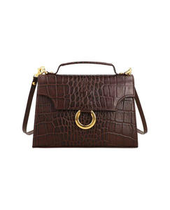 Bolso de Mano de Cuero Genuino Marrón con Patrón de Cocodrilo, Correa Desmontable, Impermeable, para Viajes Diarios - Product Image 2