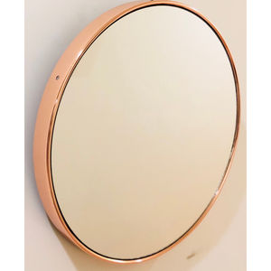 Miroir mural rond moderne de 60 cm en verre avec bordure en métal rouge doré pour projets d'aménagement intérieur résidentiel - Product Image 3