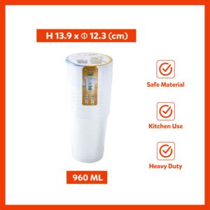 Contenedor de Alimentos de Plástico PP de 960 ml, Libre de BPA, con Tapa, Transparente, para Llevar, Reutilizable, Reciclable, para Preparación de Comidas, Almacenamiento, Comedor Familiar - Product Image 1