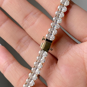 Pulsera de tenis ovalada de lujo con 50 diamantes cultivados en laboratorio, certificada por IGI, oro de 10K, unisex, elegante, para boda - Product Image 5