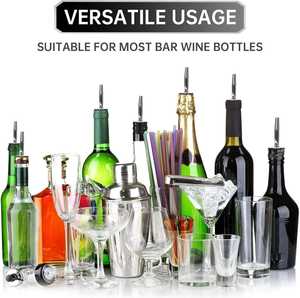 Bouchon verseur conique réutilisable en acier inoxydable pour vin, huile d'olive et vinaigre, avec bouchons anti-poussière hermétiques – Vente en gros - Product Image 2