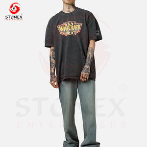 Camisetas 100% algodón para hombre, camiseta gráfica de mezclilla con efecto desgastado de inspiración vintage, corte holgado, peso pesado, talla grande para hombre - Product Image 4