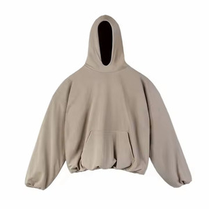เสื้อฮู้ดโอเวอร์ไซส์ผู้ชาย สีพื้น ผ้าฝ้ายเฟรนช์เทอร์รี่ สวมใส่สบายๆ สำหรับฤดูใบไม้ร่วง ดีไซน์กระเป๋าโลโก้ด้านหน้า แขนเสื้อแบบปกติ - Product Image 3