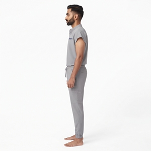 Ensemble de blouses et pantalons unisexes Hawk Eye gris en polyester tricoté pour hôpital, tenue de travail confortable en deux pièces - Product Image 5