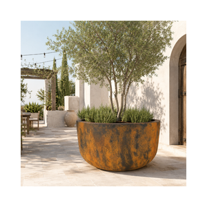Pot de fleurs rond en fibre de verre de grande taille, de qualité supérieure, pour la décoration moderne de la maison, du bureau, de l'hôtel et du jardin. Fabricant en gros sur mesure. - Product Image 1