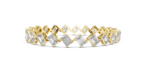 LUXURY LAB GROWN EMERALD CUT DIAMOND TENNIS BRACELET SET 18KT YELLOW <b>GOLD</b> RHODIUM PLATED CERTIFIED DAILY OFFICE WEAR WEDDING - Product Image 3