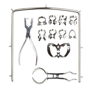 Kit de Dique Dental Quirúrgico Hosanna de 12 Piezas, Acero Inoxidable Alemán, Manual, Plateado, Clase I, de 5 Mandíbulas, con Abrazadera - Product Image 2