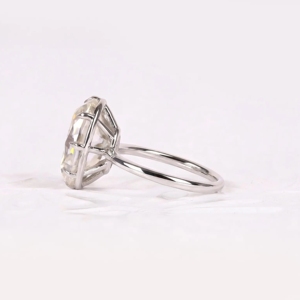 Bague de fiançailles ovale en diamant de laboratoire 3 carats, taille Old Mine, bague de mariage solitaire vintage à 8 griffes pour elle, bague en or blanc 14 carats, OM GEMS - Product Image 5